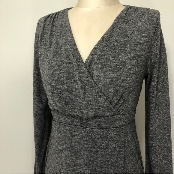 Athleta Dress Womens Small Gray Heathered Wrap It Up Long Sleeve Knit Surplice - Picture 6 of 16